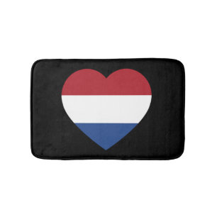 Netherlands Heartflag on Black bmcnt Bath Mat