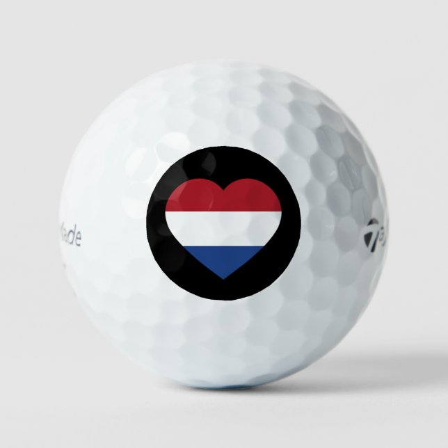 Netherlands Heartflag on Black tmtp5 gbcnt Golf Balls (Front)