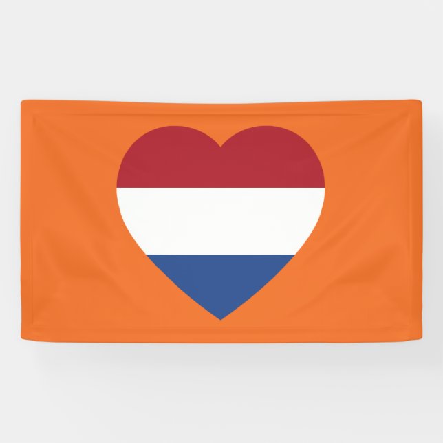 Netherlands Heartflag on Orange bnrcnt Banner (Horizontal)