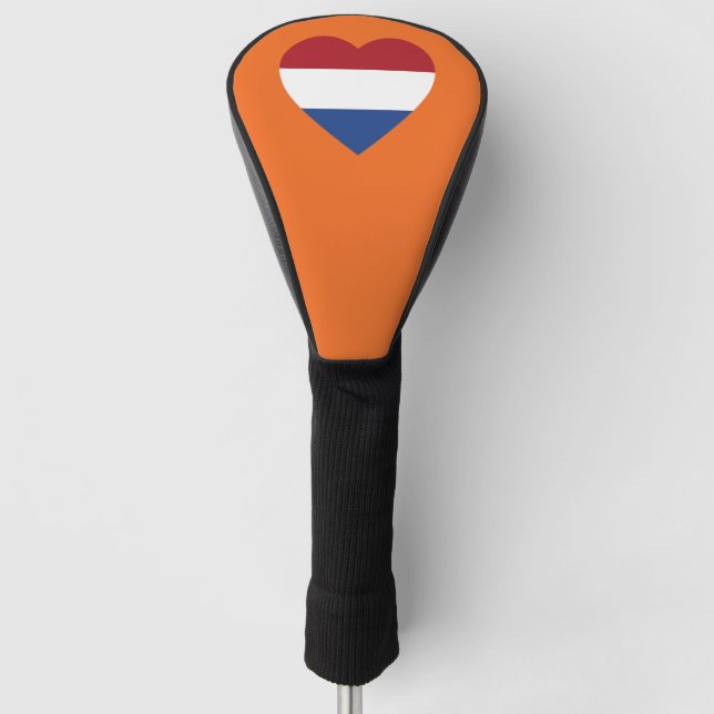 Netherlands Heartflag on Orange dccnt Golf Head Cover (Front)
