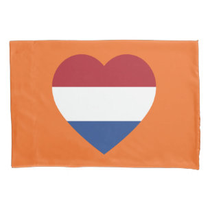 Netherlands Heartflag on Orange pccnt Pillowcase