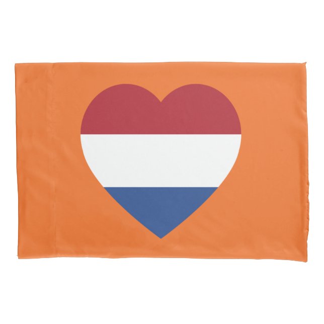 Netherlands Heartflag on Orange pccnt Pillowcase (Front)