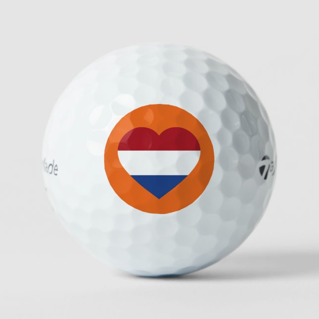 Netherlands Heartflag on Orange tmtp5 gbcnt Golf Balls (Front)