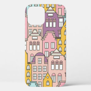 Netherlands houses set hand drawn seamless pattern iPhone 12 case