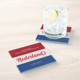 Netherlands Independence Day Dutch National Flag Glass Coaster