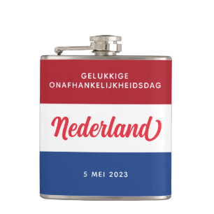 Netherlands Independence Day Dutch National Flag Hip Flask