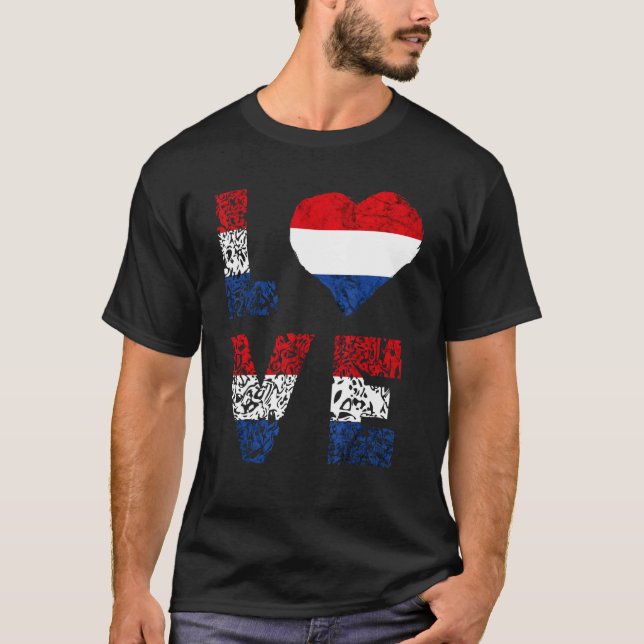 Netherlands Love Heart Dutch Pride Nederland Flag  T-Shirt (Front)