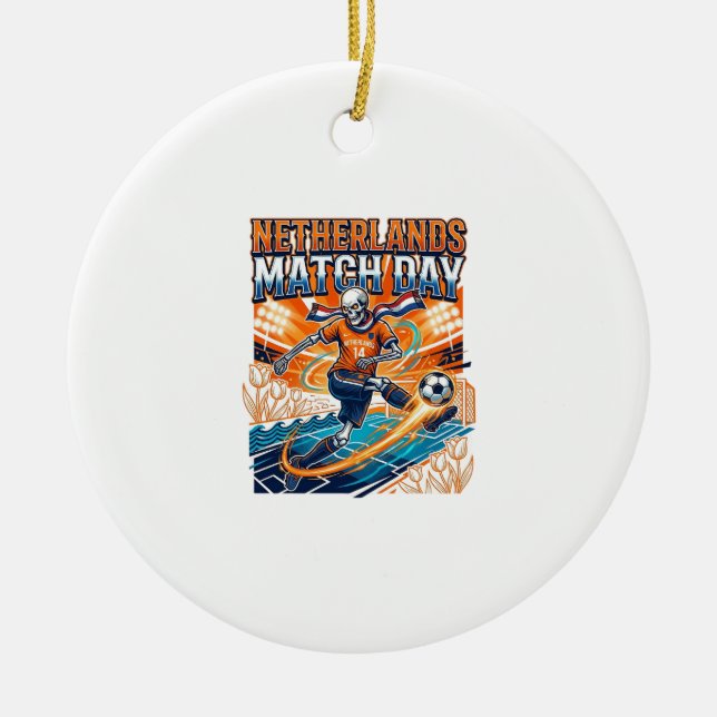 Netherlands Match Day Skeleton Striker Nations Hig Ceramic Tree Decoration (Front)