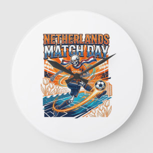 Netherlands Match Day Skeleton Striker Nations Hig Large Clock