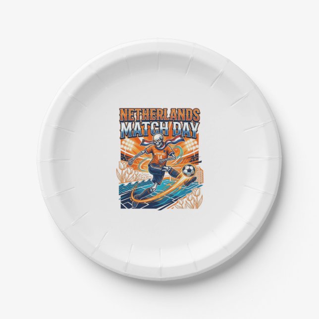 Netherlands Match Day Skeleton Striker Nations Hig Paper Plate (Front)