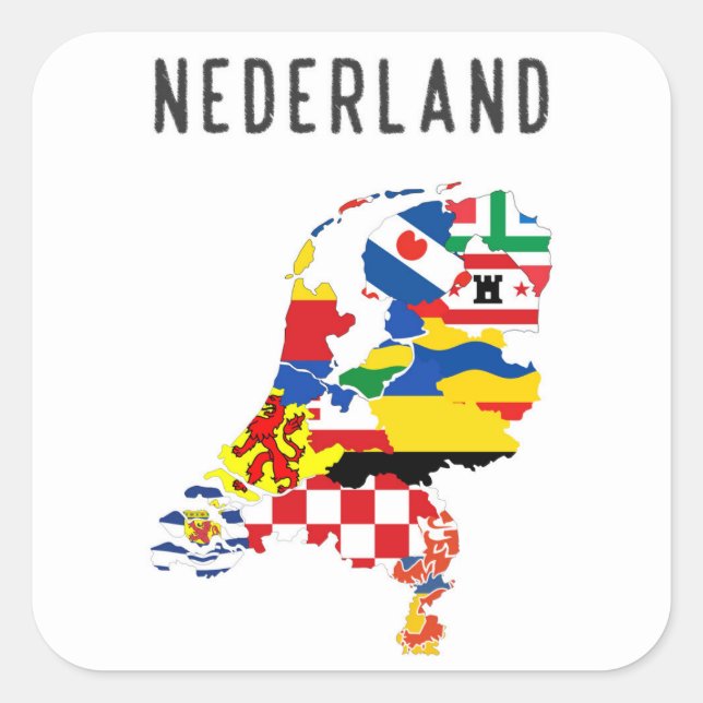 Netherlands nederland name text country regions pr square sticker (Front)