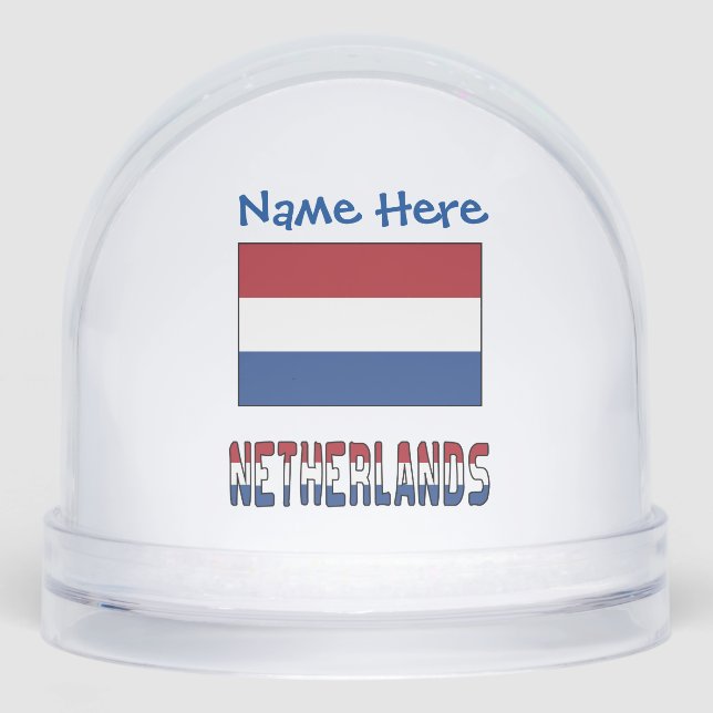 Netherlands Netherlander Flag Blue Personalised  Snowglobe (Front)