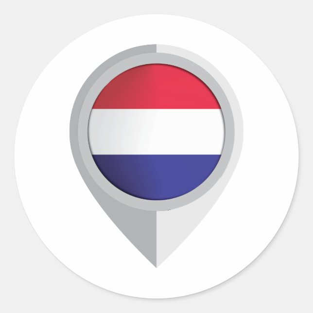 Netherlands Pin Location Flag Classic Round Sticker (Front)