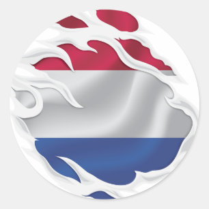 Netherlands Ripped Flag Classic Round Sticker