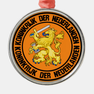 Netherlands Round Emblem Metal Tree Decoration
