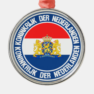 Netherlands Round Emblem Metal Tree Decoration
