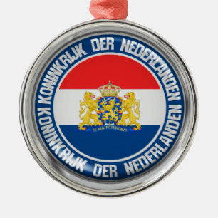 Netherlands Round Emblem Metal Tree Decoration