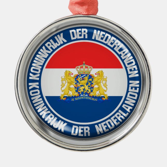 Netherlands Round Emblem Metal Tree Decoration (Front)