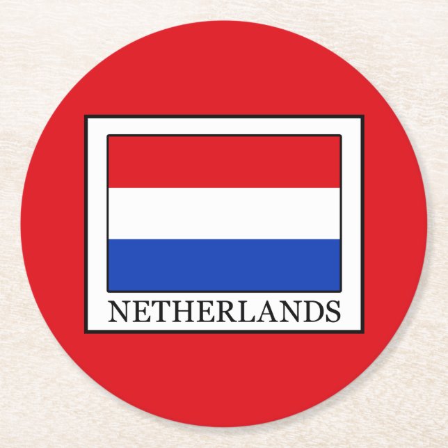 Netherlands Round Paper Coaster (Front)