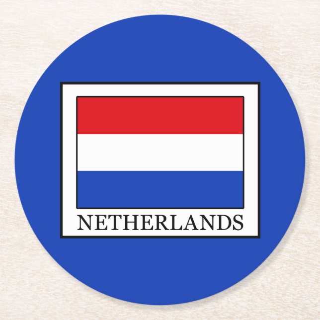 Netherlands Round Paper Coaster (Front)