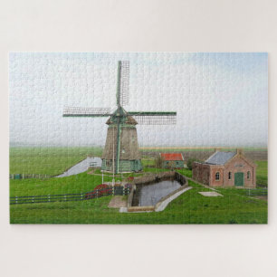 Netherlands Scenic Landscape Buildings Windmill Jigsaw Puzzle