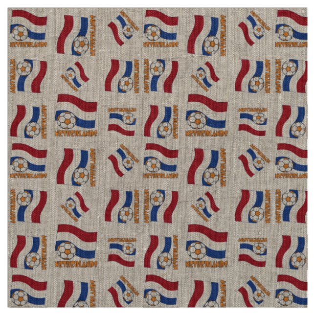 Netherlands Soccer Ball and Flag Fabric (Swatch)