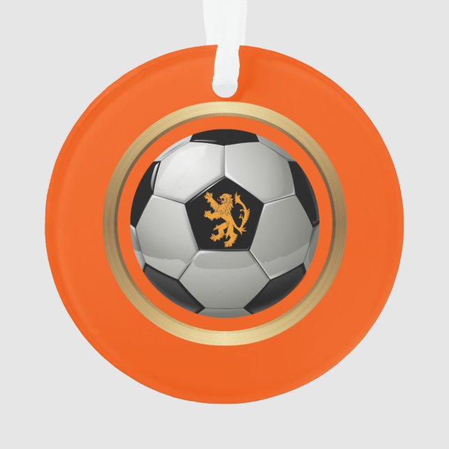 Netherlands Soccer Ball,Dutch Lion on Orange Ornament (Back)
