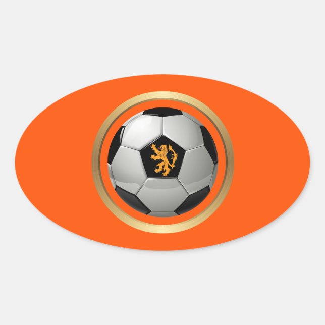 Netherlands Soccer Ball,Dutch Lion on Orange Oval Sticker (Front)