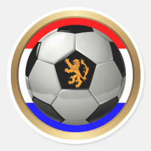 Netherlands Soccer Ball with Dutch Lion Classic Round Sticker