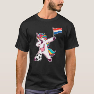 Netherlands Soccer  Dutch Flag Dabbing Unicorn T-Shirt