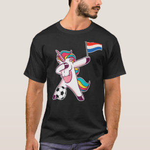 Netherlands Soccer Dutch Flag Dabbing Unicorn T-Shirt