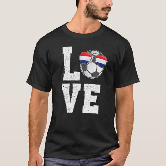 Netherlands Soccer Love Dutch Fan Flag   T-Shirt (Front)