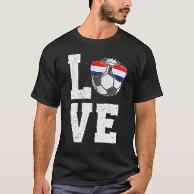 Netherlands Soccer Love Dutch Fan Flag T-Shirt (Front)