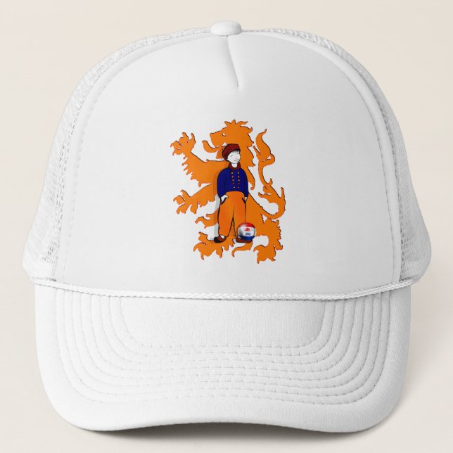 Netherlands Traditional Dutch Clogs Lion Gear Trucker Hat (Front)