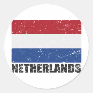 Netherlands Vintage Flag Classic Round Sticker