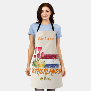 Netherlands Vintage Holland Flag and Dutch Tulip Apron