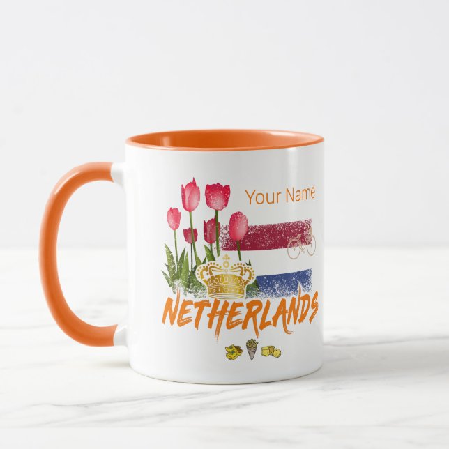Netherlands Vintage Holland Flag and Dutch Tulip Mug (Left)