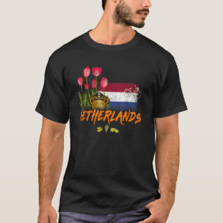 Netherlands Vintage Holland Flag and Dutch Tulip S T-Shirt