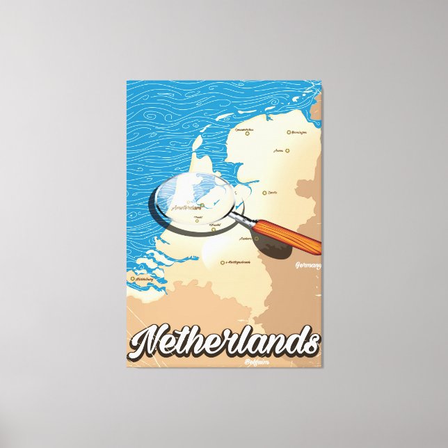 Netherlands vintage map vacation poster canvas print (Front)