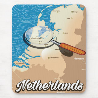 Netherlands vintage map vacation poster mouse mat