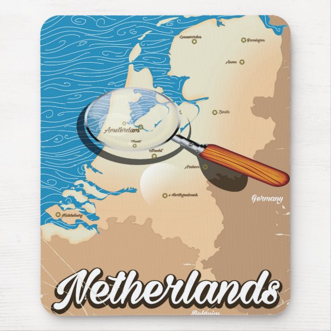 Netherlands vintage map vacation poster mouse mat (Front)