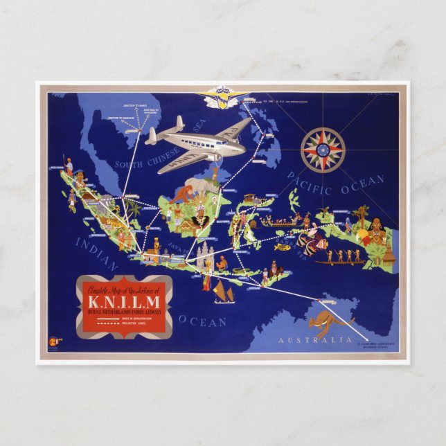 Netherlands Vintage Travel Poster Restored Postcard (Front)