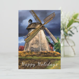 Netherlands Windmill Landscape Holiday Card