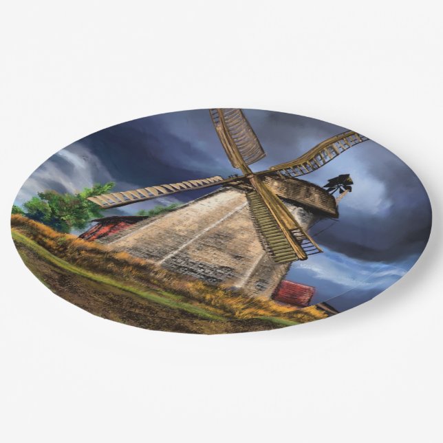 Netherlands Windmill Paper Plates (Angled)