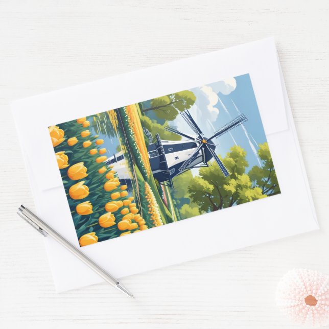 Netherlands Windmills Rectangular Sticker (Envelope)