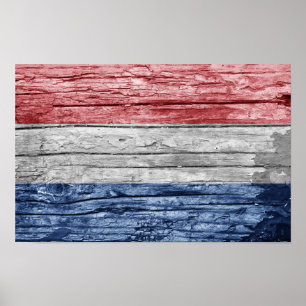 Netherlands wood  flag poster