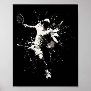 Netll Court Game Paint Splash Dminton Player Boy Poster