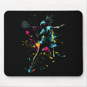 Netll Court Game Paint Splash Dminton Player Girl Mouse Mat