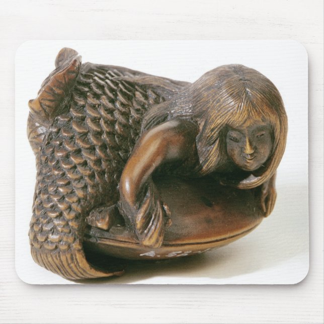 Netsuke carved in the shape of a mermaid mouse mat (Front)