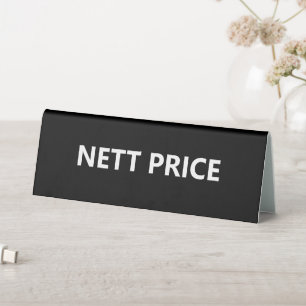 Nett Price Sign, Retail Store, Black and White